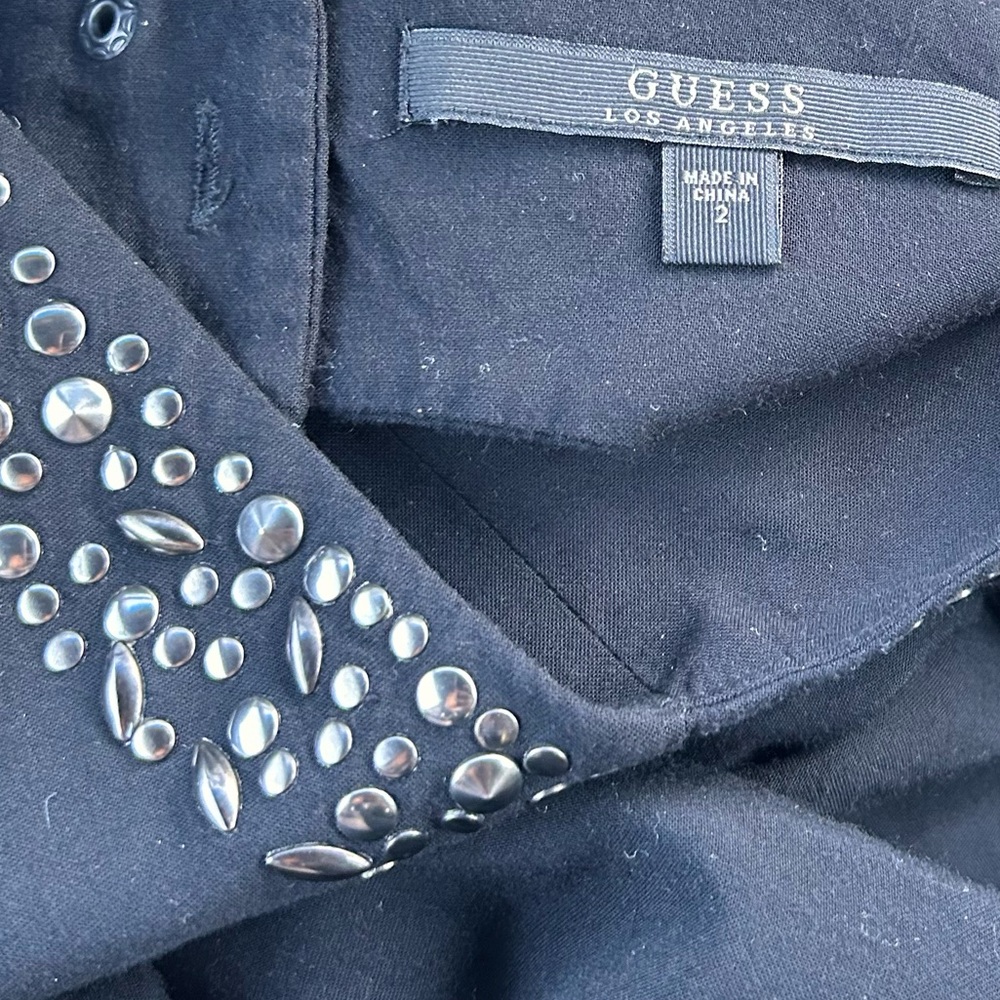 Guess black fitted flare Jumper Onesie pantsuit Jumpsuit tank silver studded 2 - Picture 11 of 11